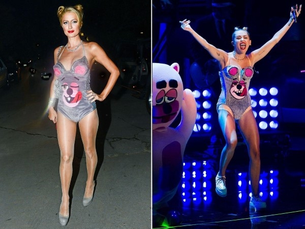 
	
	Halloween năm ngoái, Paris Hilton đã diện trang phục giống mà Miley Cyrus đã sử dụng trong đêm trao giải MTV Video Music Awards 2013.